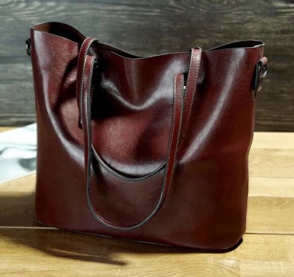 unknown Handbags - NWOT Faux Leather Tote with Removable Long Strap in Wine